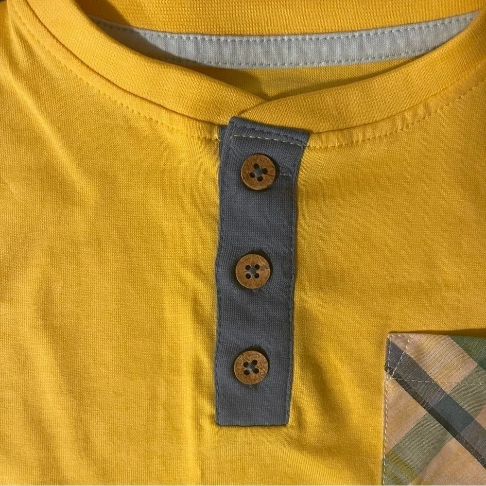 NWOT RuggedButts | Yellow Pocket Henley Tee | 18-24 mo